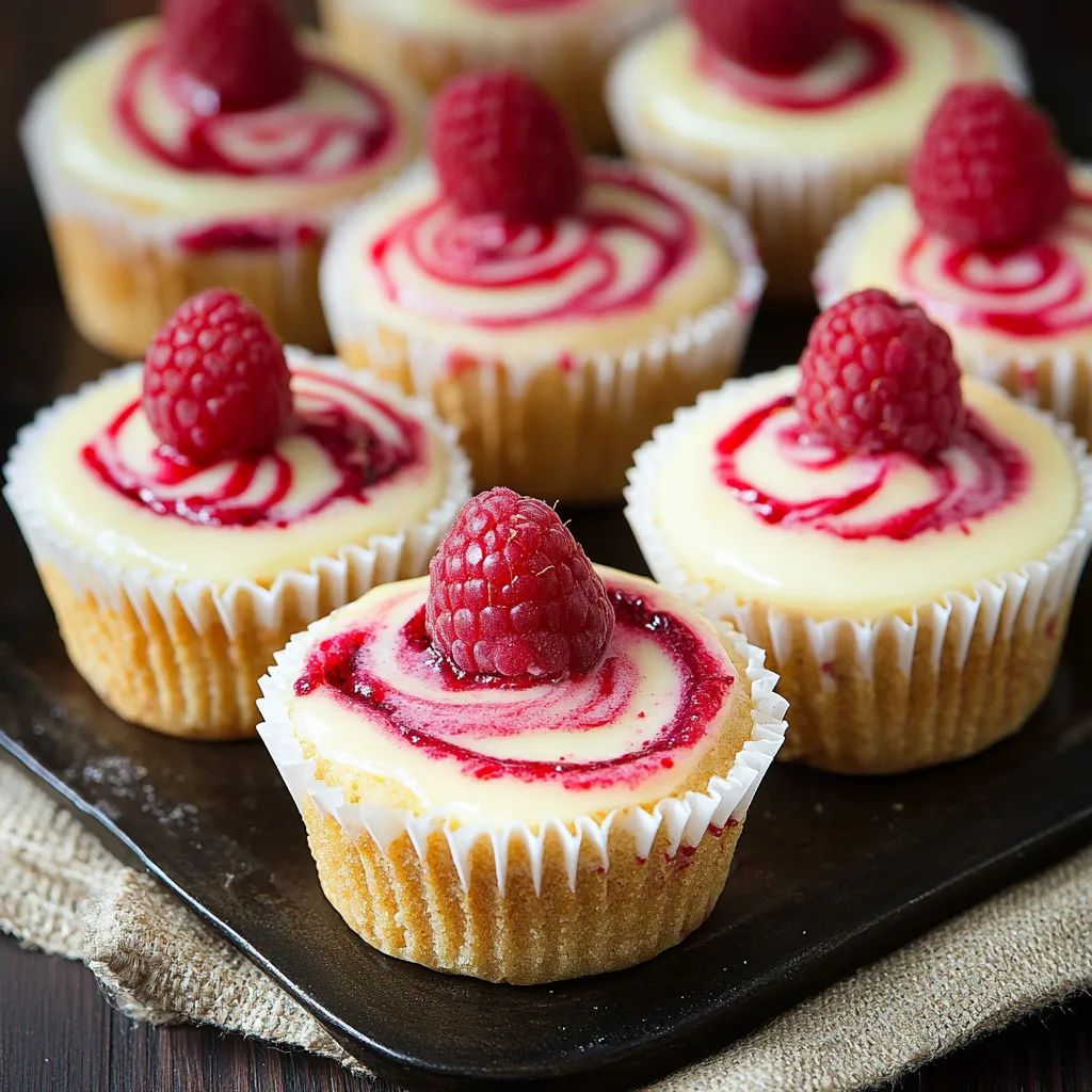 Un plato de cupcakes con frambuesas encima.