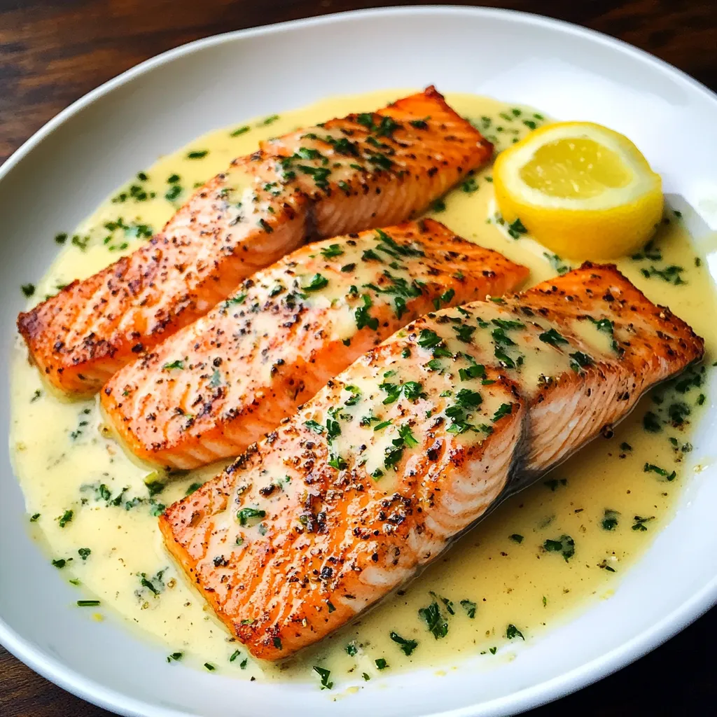 Un plato de pescado con limón y hierbas.
