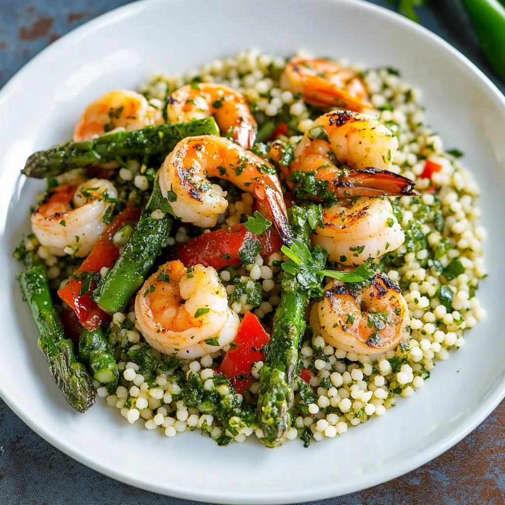 Un plato con camarones y verduras.