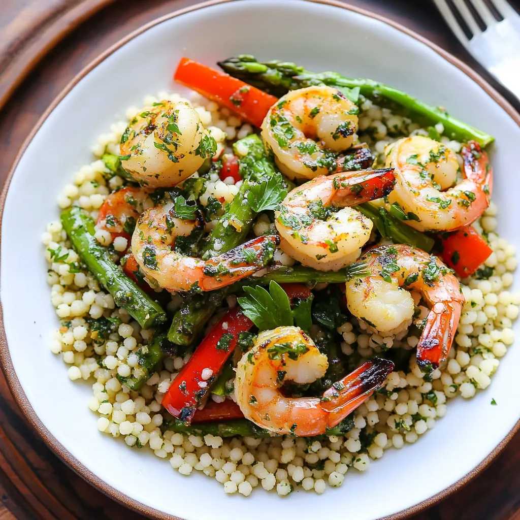 Un plato con camarones y verduras.