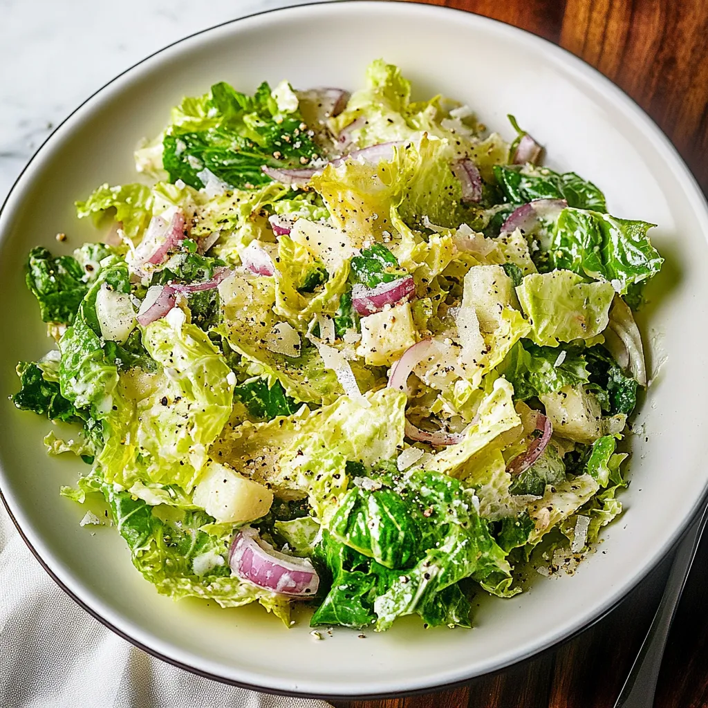 Bol de ensalada con lechuga y cebolla.