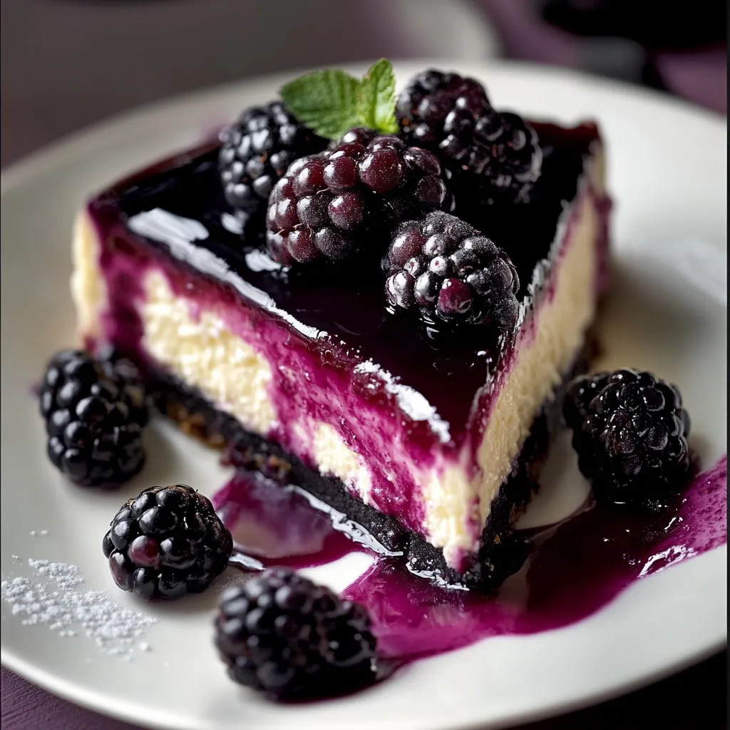 Porción de pastel con moras encima.