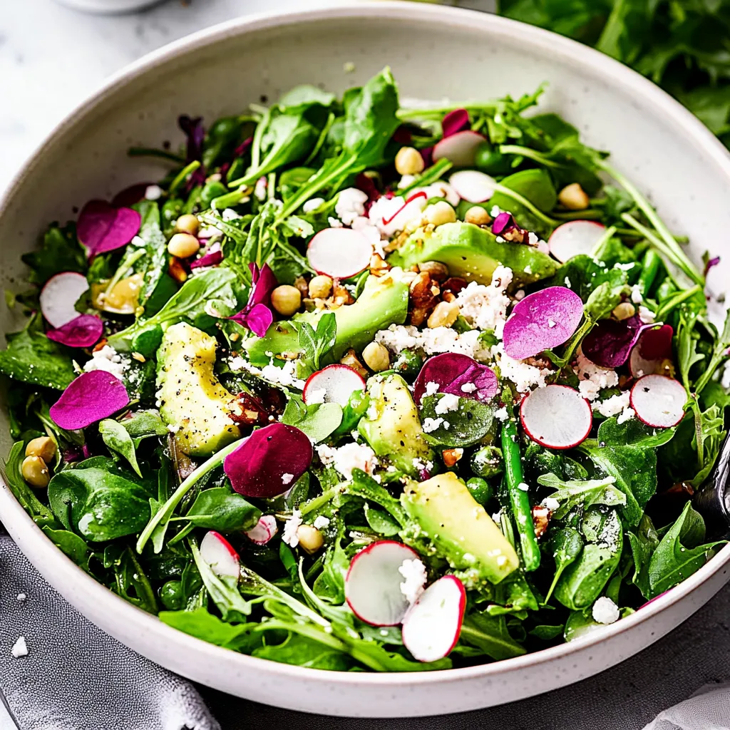 Un bol de ensalada con aguacate, alubias y hojas verdes.