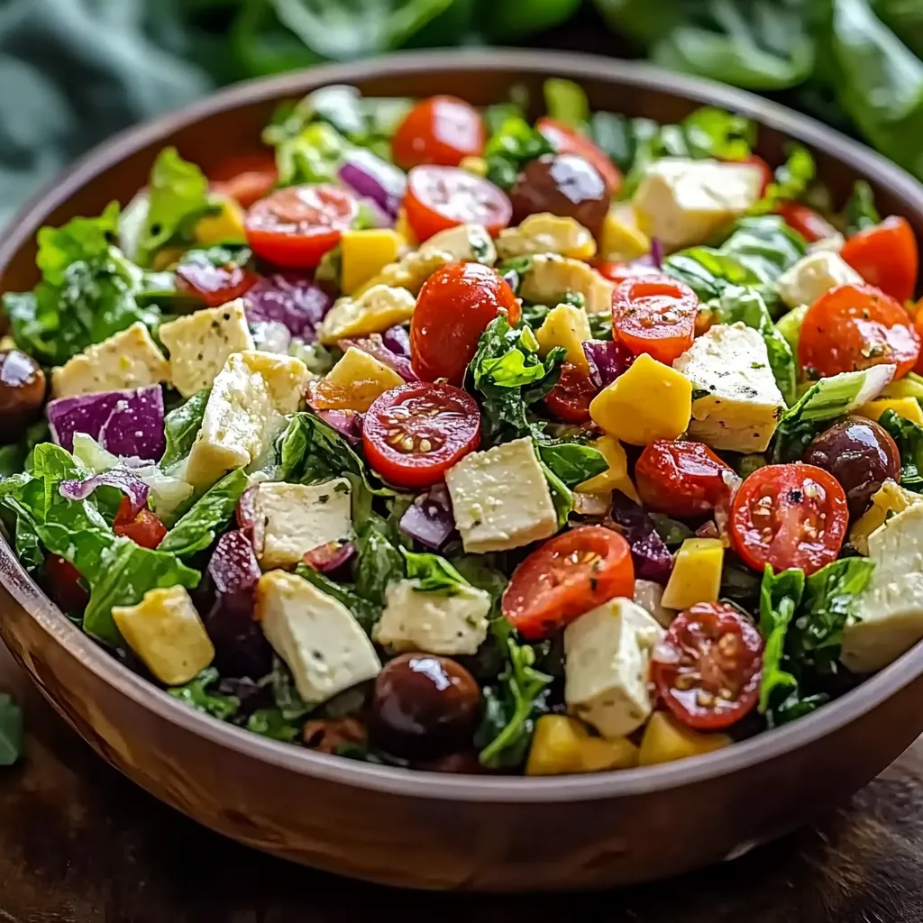 Un bol de ensalada con tomates, pepinos y queso.