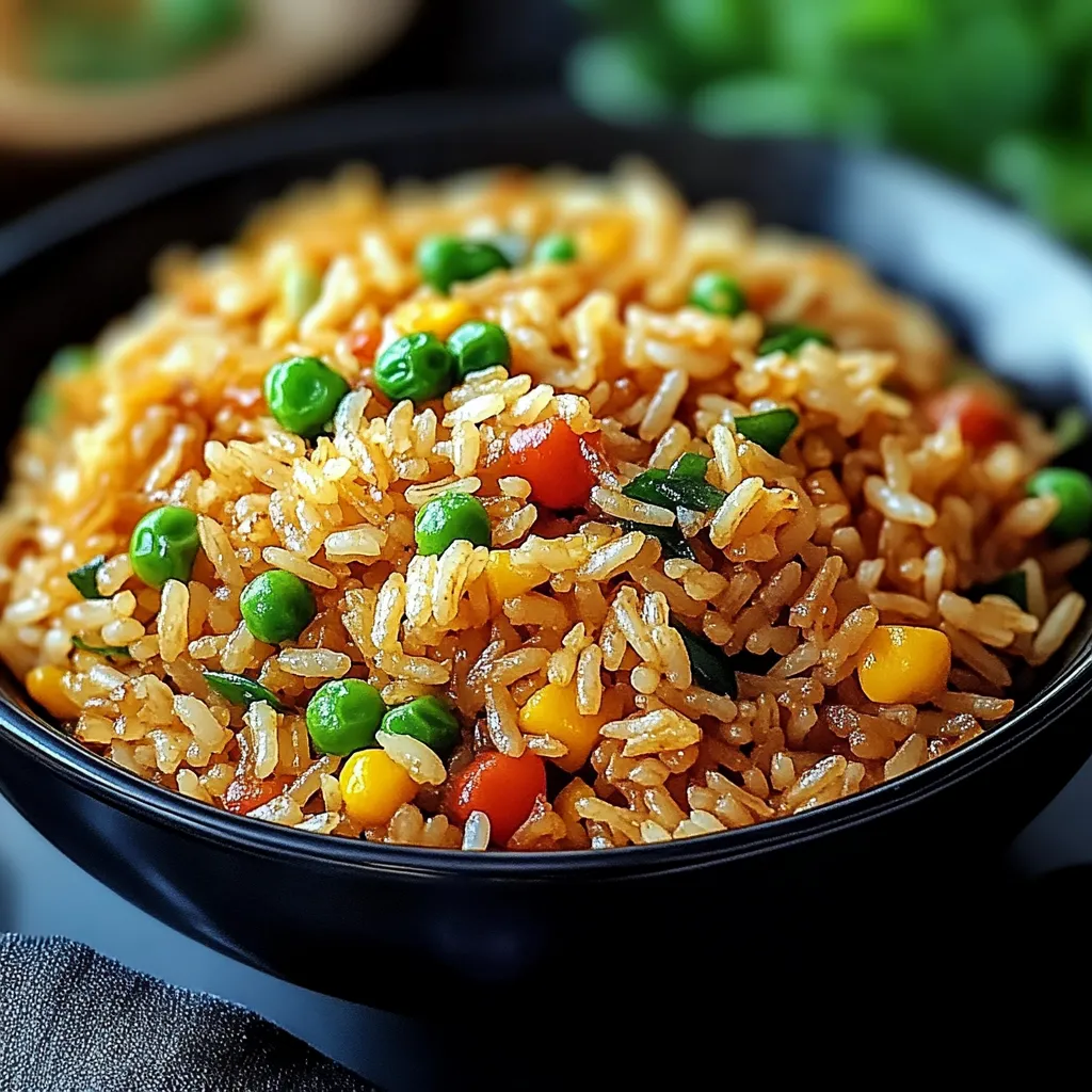 Un bol con arroz, guisantes y maíz.