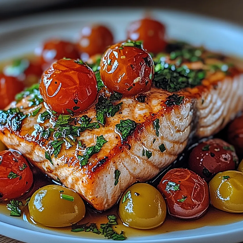 Un plato servido con pescados y tomates frescos.