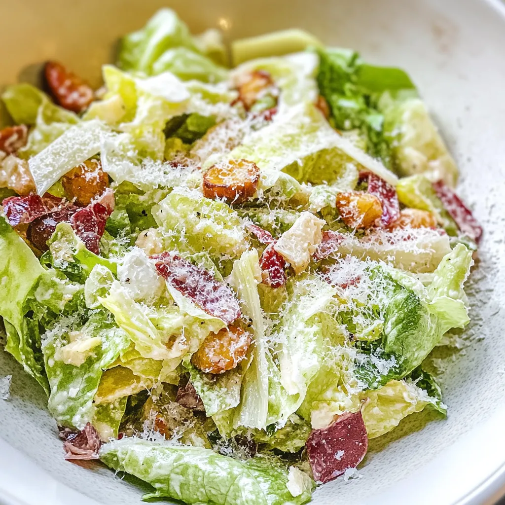 Un bol de ensalada con queso y bacon.