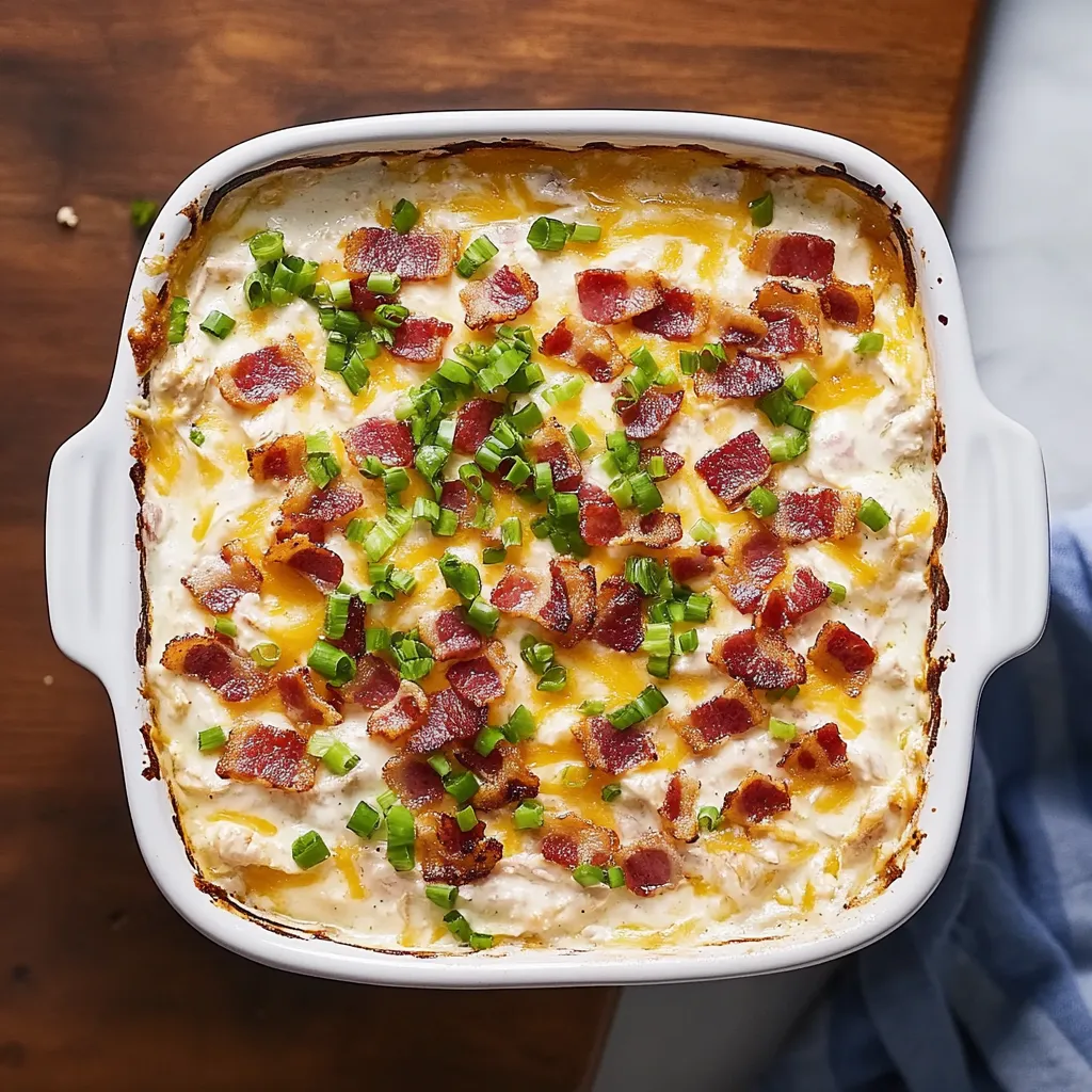 Bol blanco con mezcla de bacon y queso fundido.