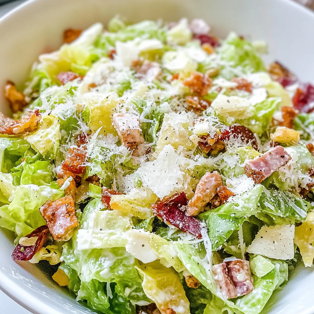 Un bol de ensalada con trocitos de bacon.