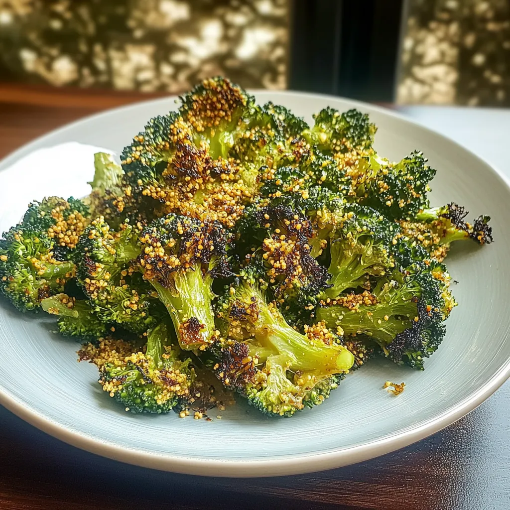 Un plato de brócoli con especias encima.