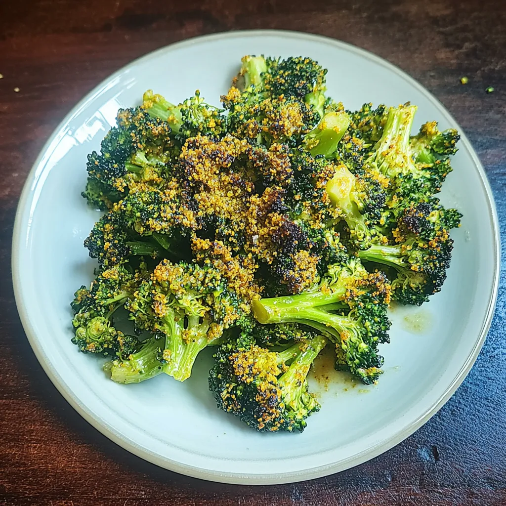 Plato de brócoli con condimentos.