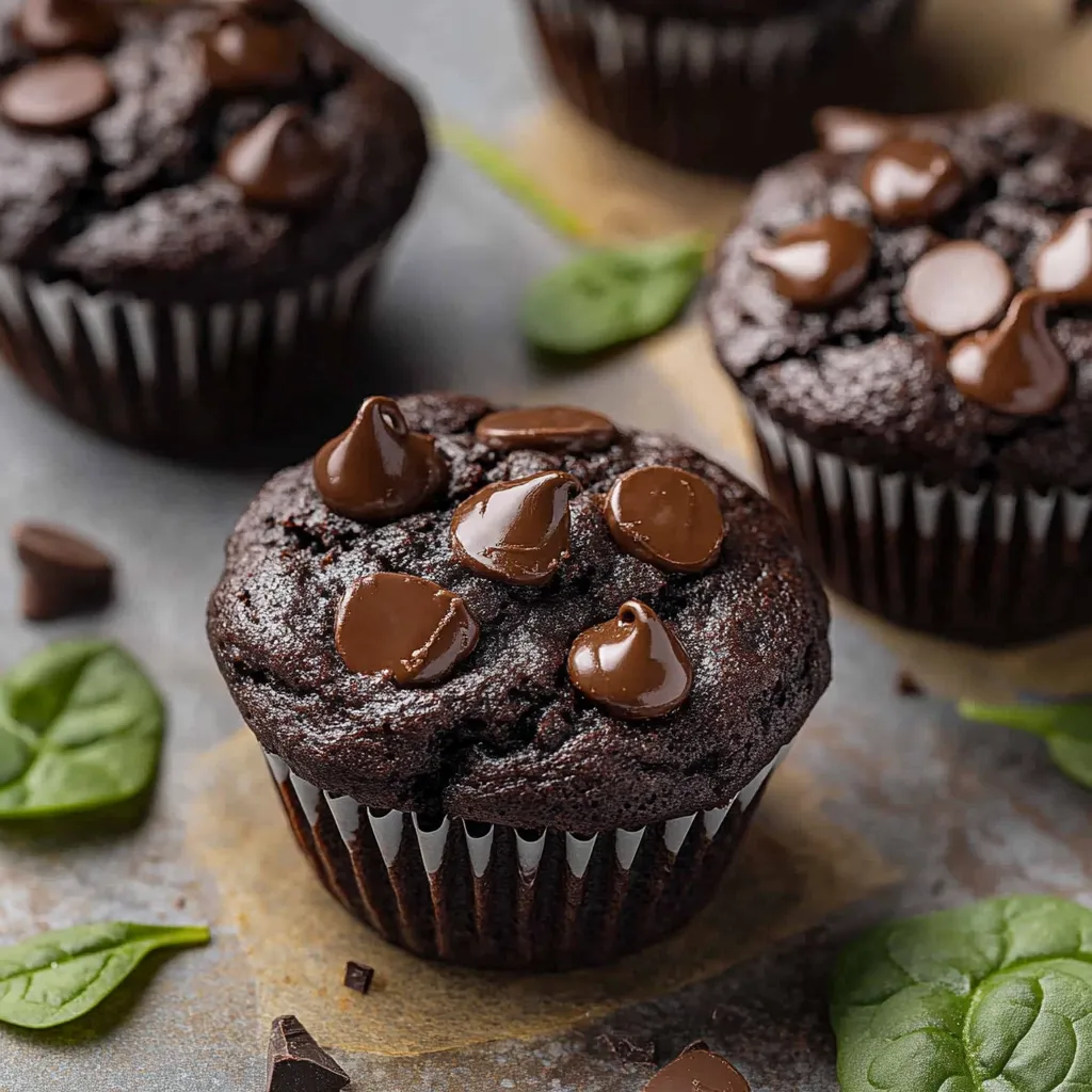 Magdalena de chocolate con un poco de salsa de chocolate por encima.