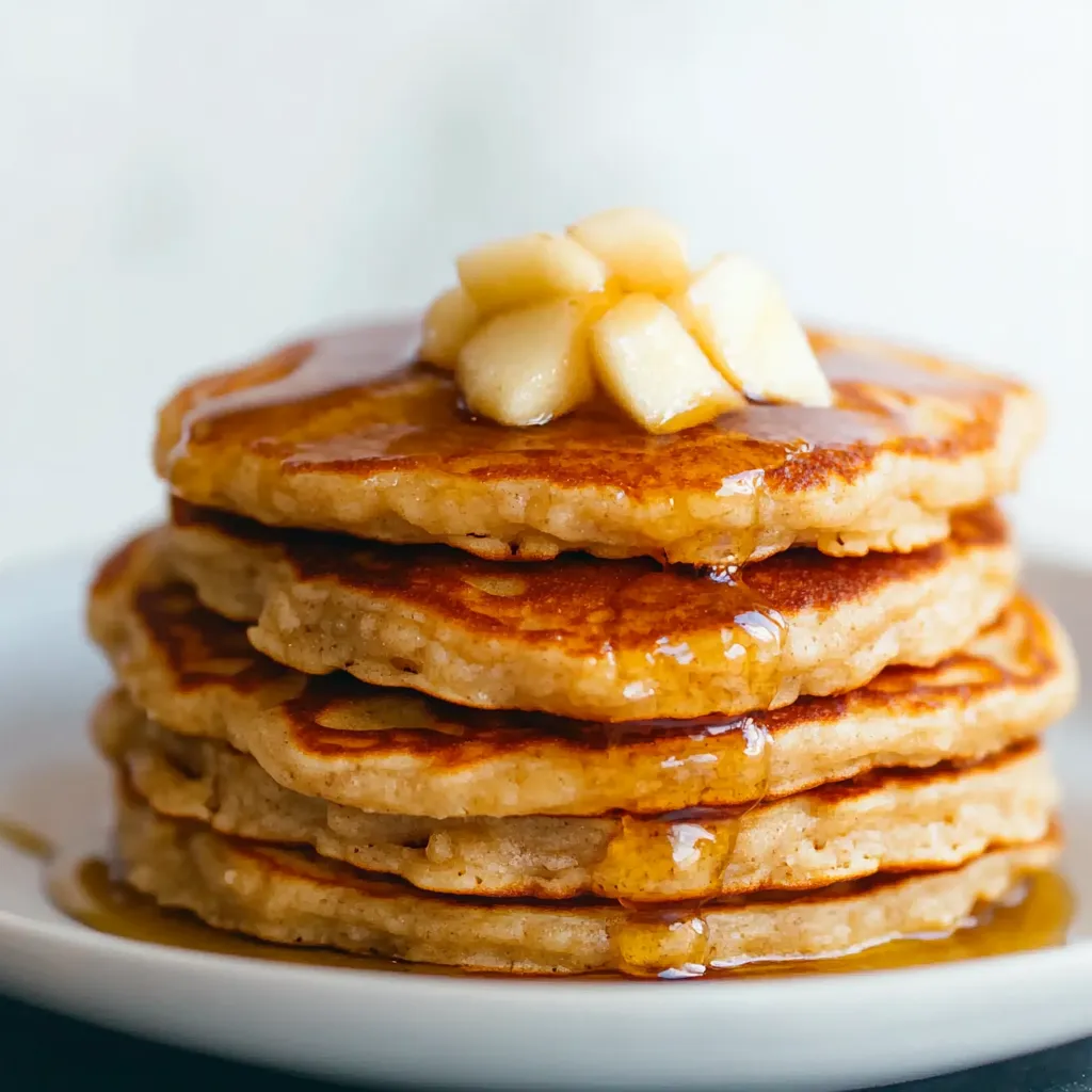 Torre de pancakes con un poco de miel encima.