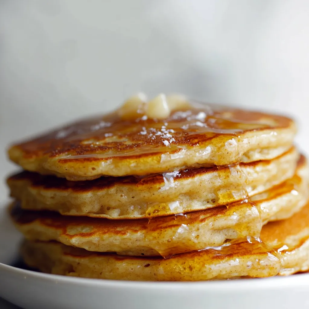 Torre de pancakes con un poco de miel encima.