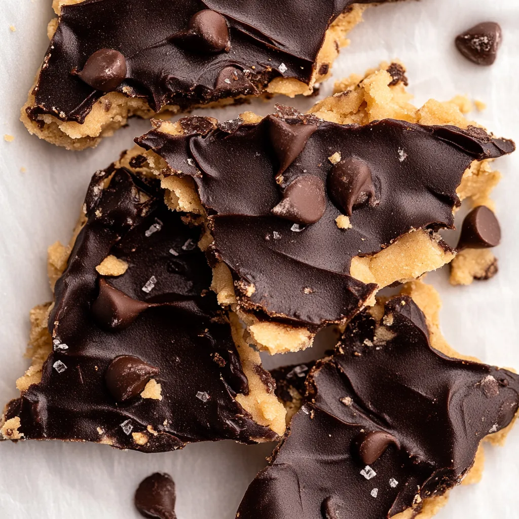 Porción de barra de chocolate con trocitos de chocolate.