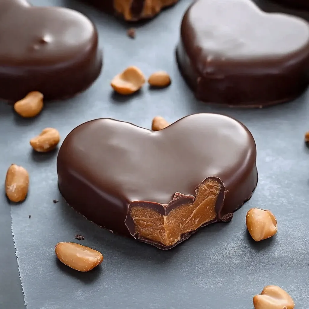Un corazón de chocolate relleno con mantequilla de maní.