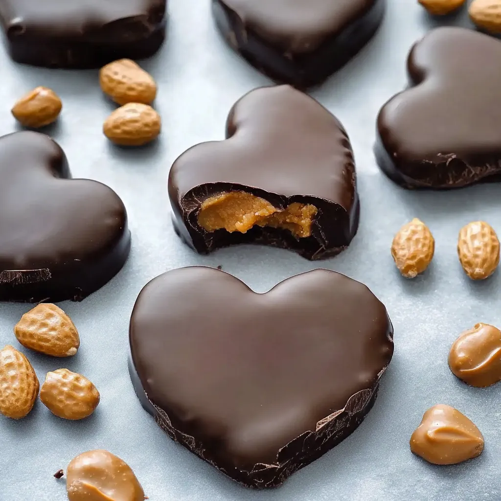 Un corazón de chocolate relleno de crema de cacahuete.