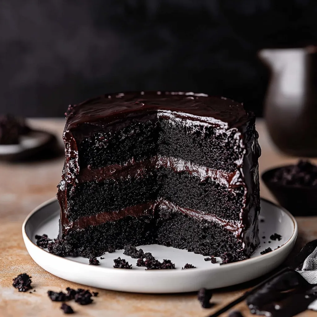 Porción de pastel de chocolate en un plato.