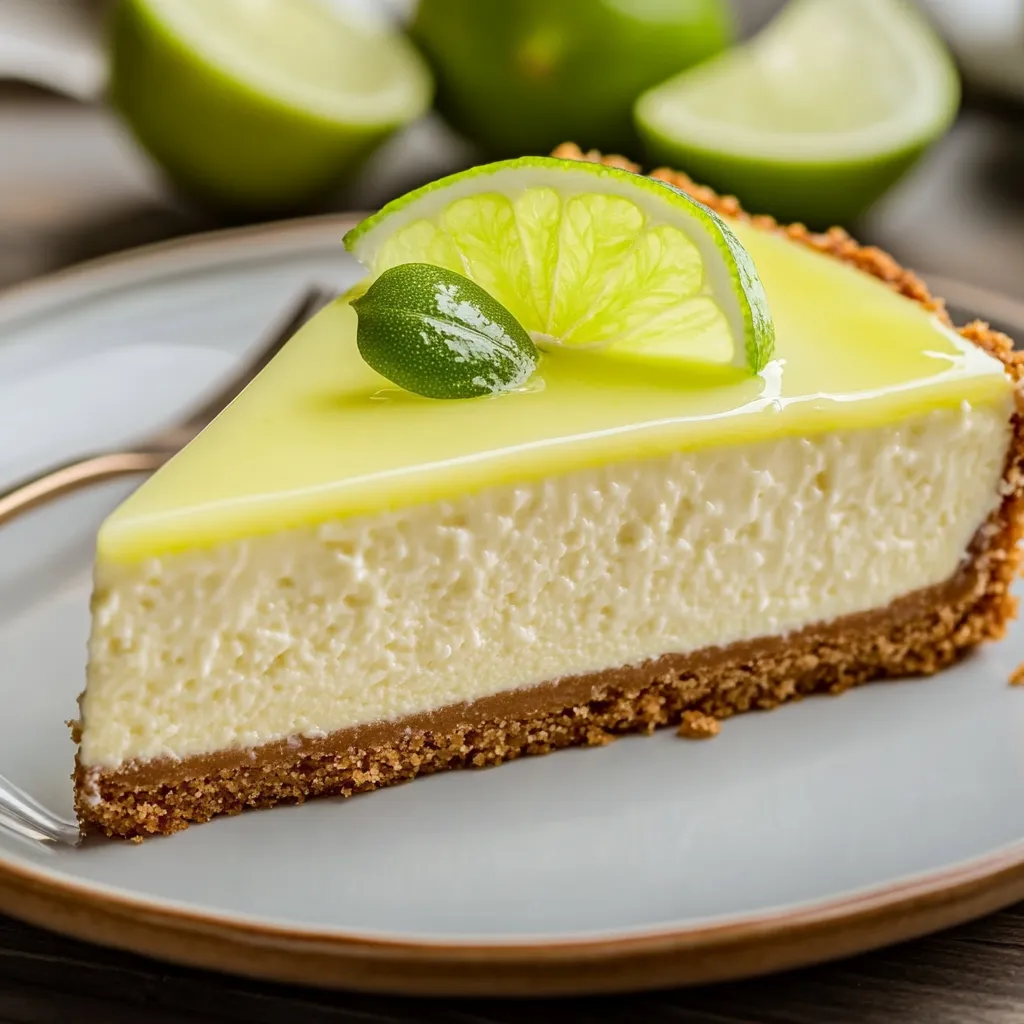 Tarta de queso con limón y una rodaja encima.