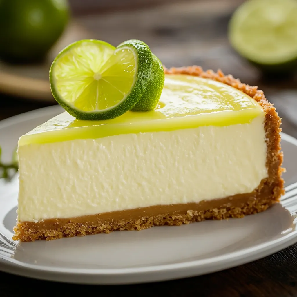 Tarta de queso con limón y una rodaja encima.