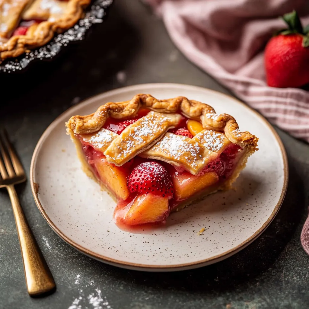 Porción de tarta con fresas y nata montada.