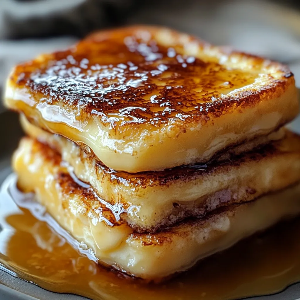 Torre de tres hot cakes bañados en jarabe.