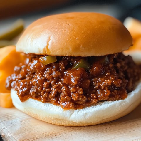 Un sandwich de Sloppy Joe rebosante de salsa y carne, servido en pan crujiente.